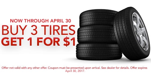 Buy 3 Get 1 for $1 Tires at Toyota of Greenville
