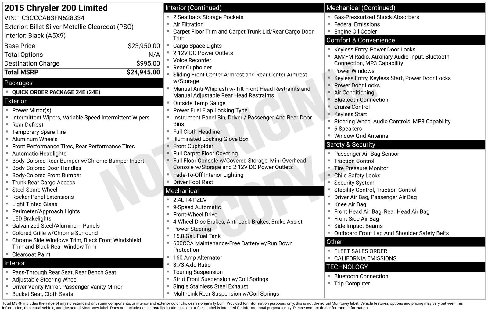 2015 Chrysler 200 Limited's photo