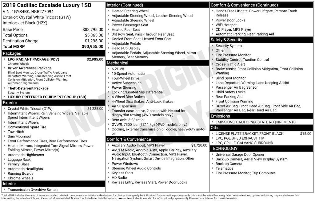 Used 2019 CADILLAC Escalade Luxury SUV