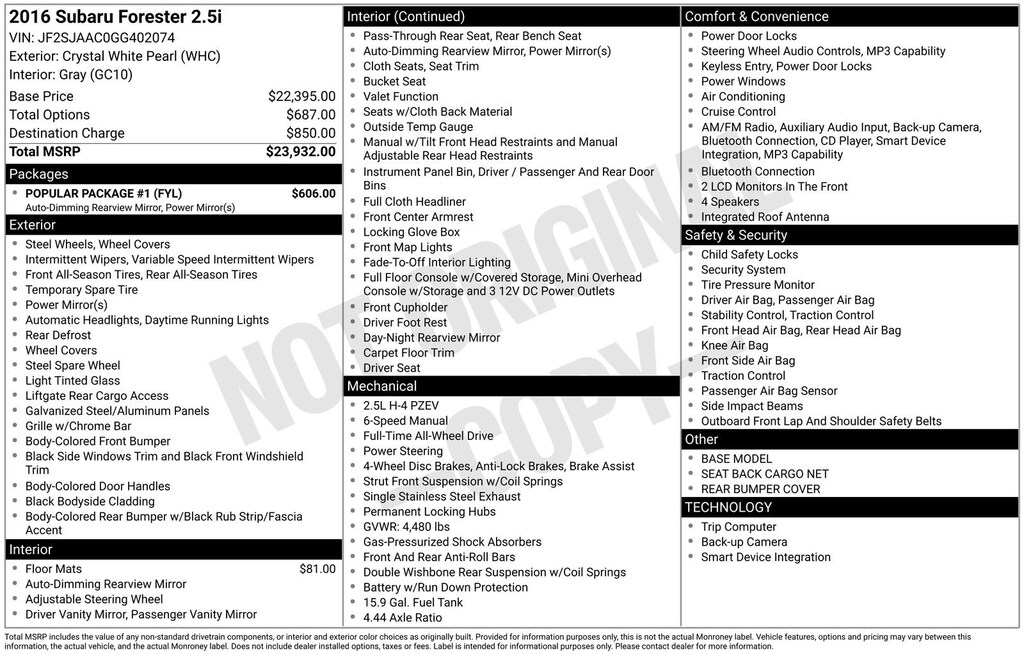Used 2016 Subaru Forester 2.5i