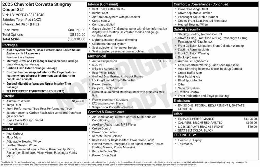 Used 2025 Chevrolet Corvette Stingray Coupe