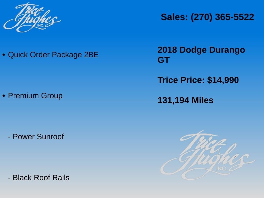 Used 2018 Dodge Durango GT with VIN 1C4RDHDG7JC242026 for sale in Princeton, KY