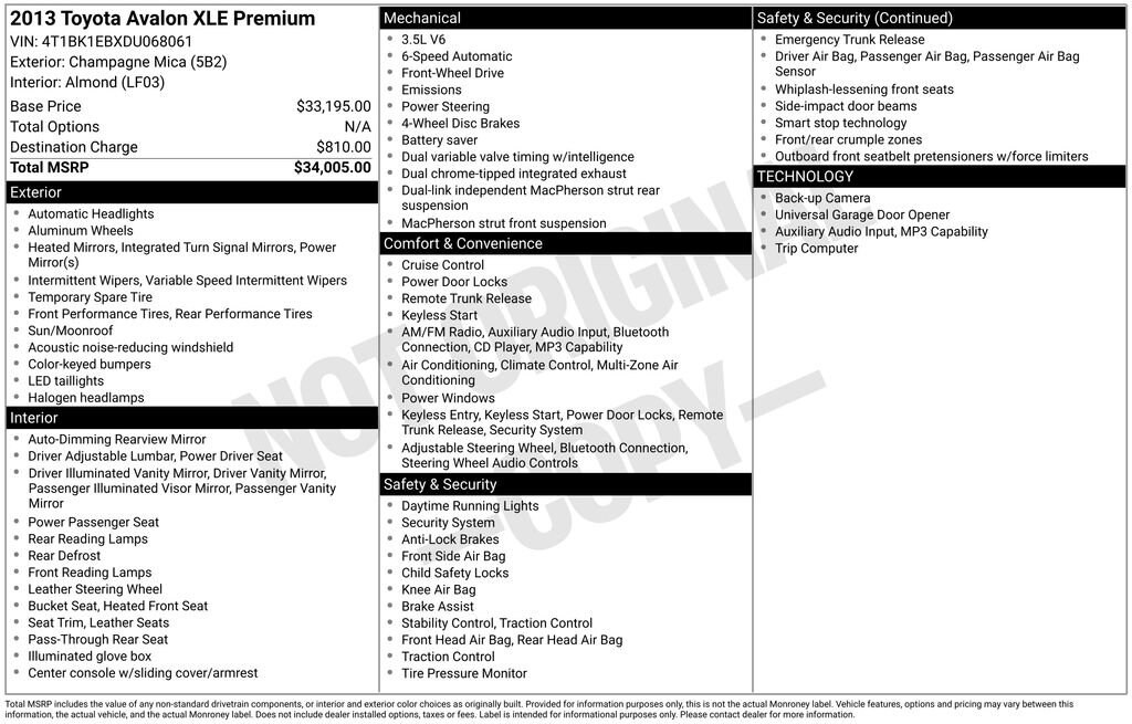Used 2013 Toyota Avalon XLE