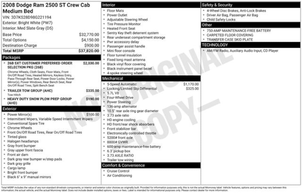 Used 2008 Dodge Ram 2500 ST Truck