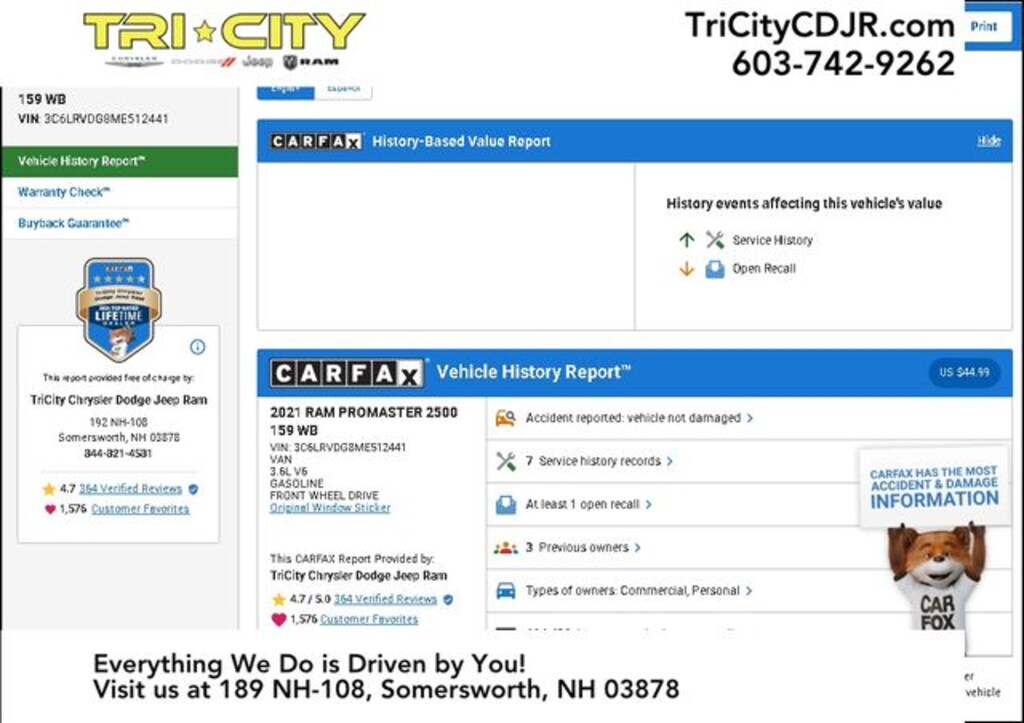 Used 2021 Ram Promaster 2500 High Roof Cargo Van