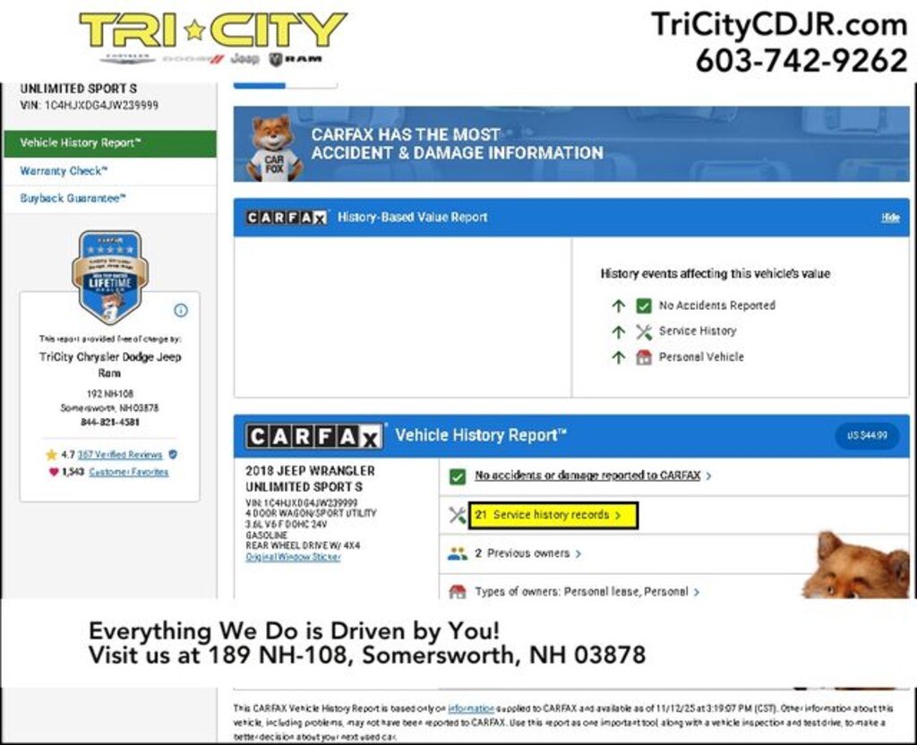 Used 2018 Jeep Wrangler Unlimited Sport S SUV