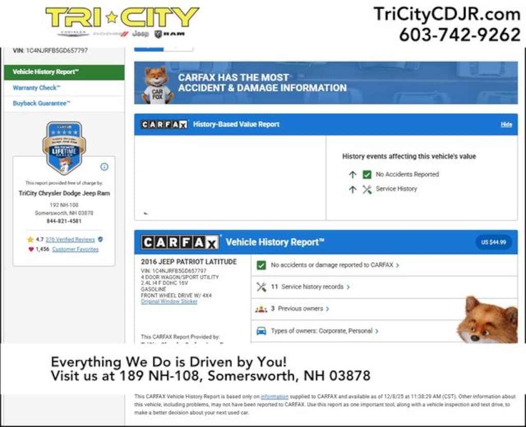 Used 2016 Jeep Patriot Latitude SUV