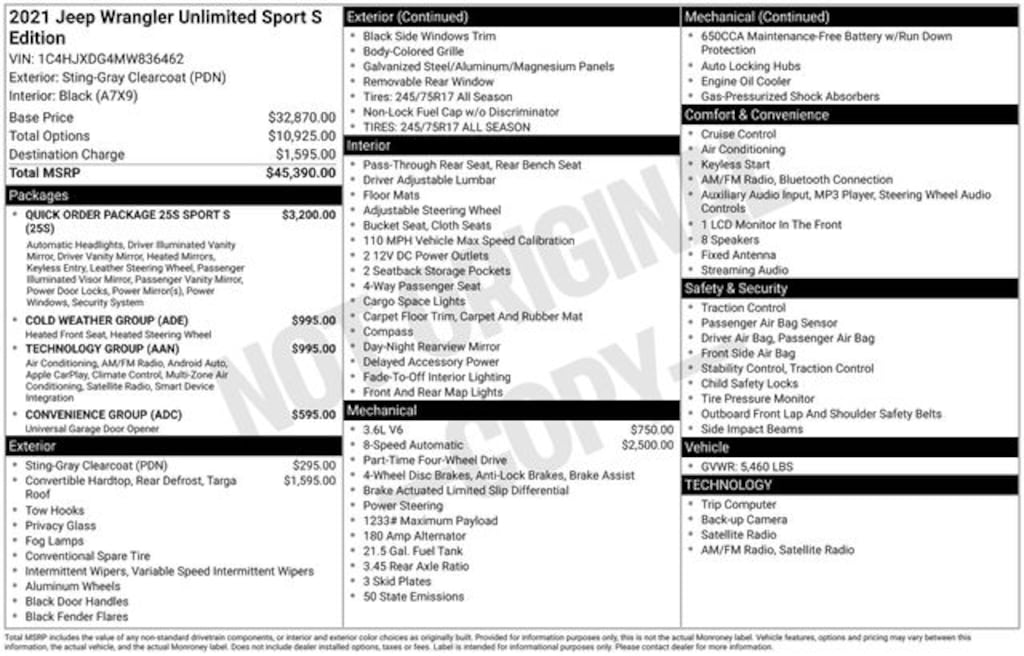 Used 2021 Jeep Wrangler Unlimited Sport S SUV