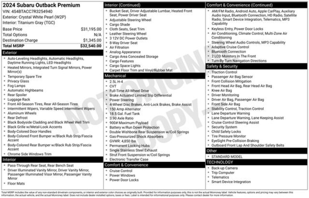 Used 2024 Subaru Outback Premium SUV
