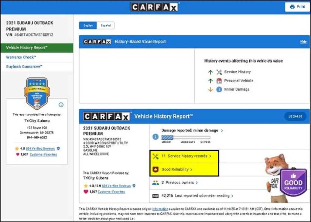Used 2021 Subaru Outback Premium SUV
