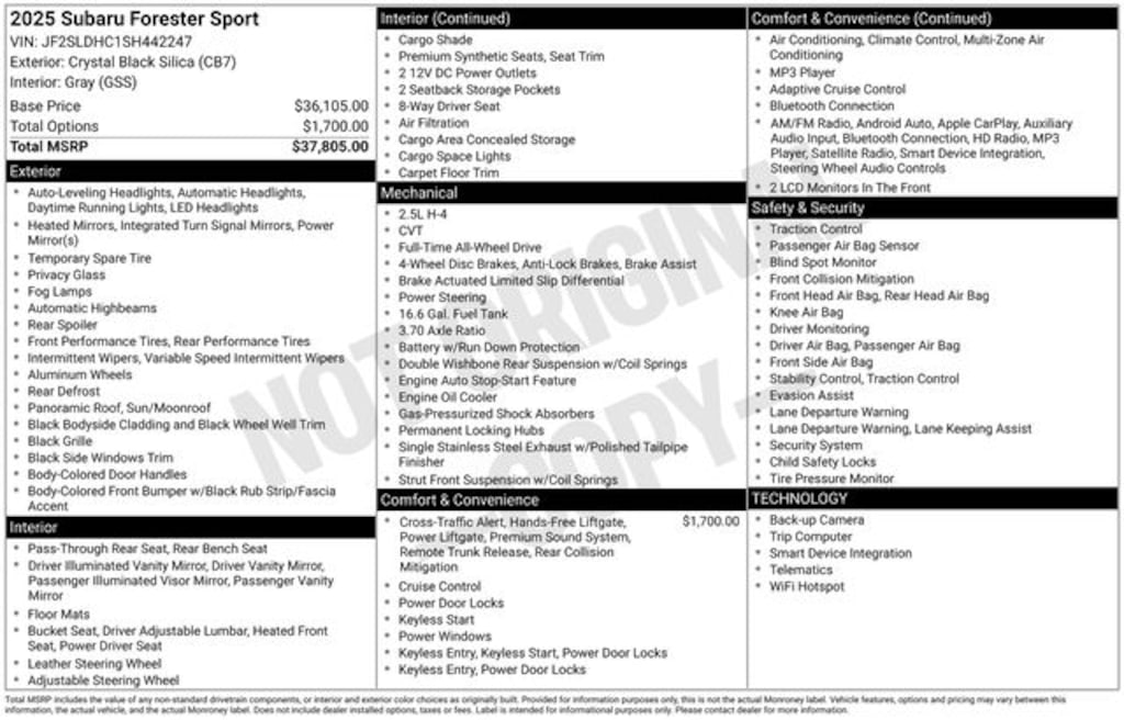 Certified 2025 Subaru Forester Sport SUV