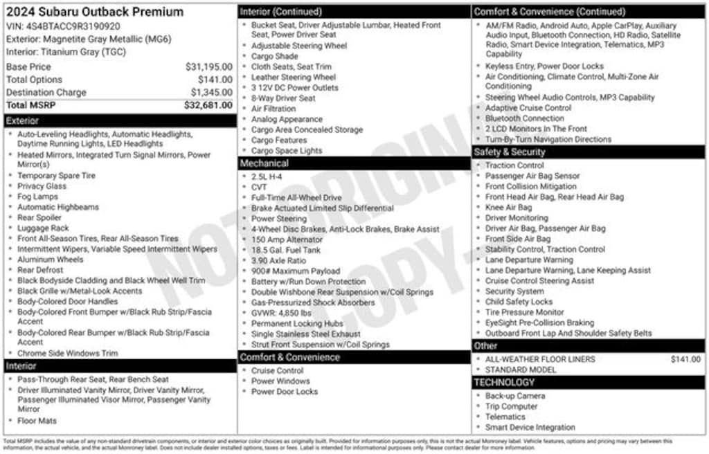 Used 2024 Subaru Outback Premium SUV