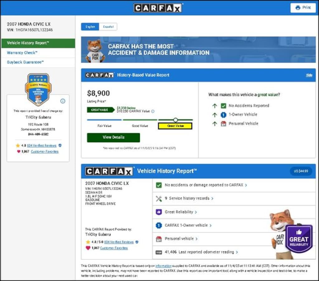 Used 2007 Honda Civic LX Sedan