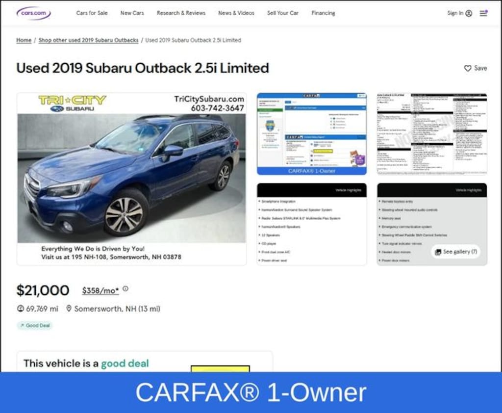 Used 2019 Subaru Outback 2.5i Limited SUV