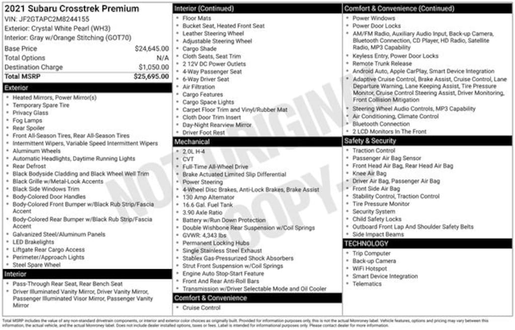 Used 2021 Subaru Crosstrek Premium SUV