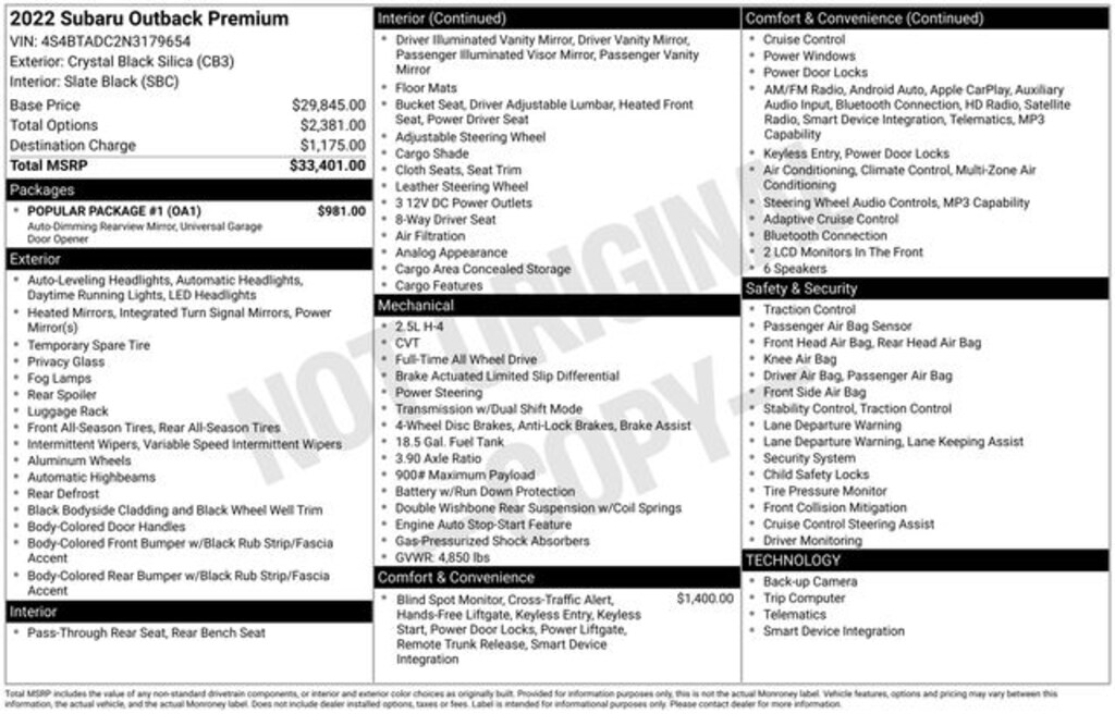 Used 2022 Subaru Outback Premium SUV