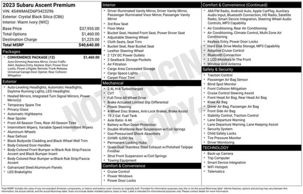 Used 2023 Subaru Ascent Premium 7-Passenger SUV