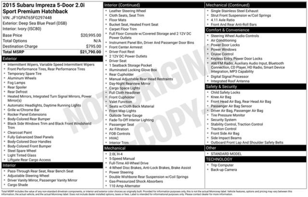 Used 2015 Subaru Impreza 2.0i Sport Premium 5dr (M5) Hatchback