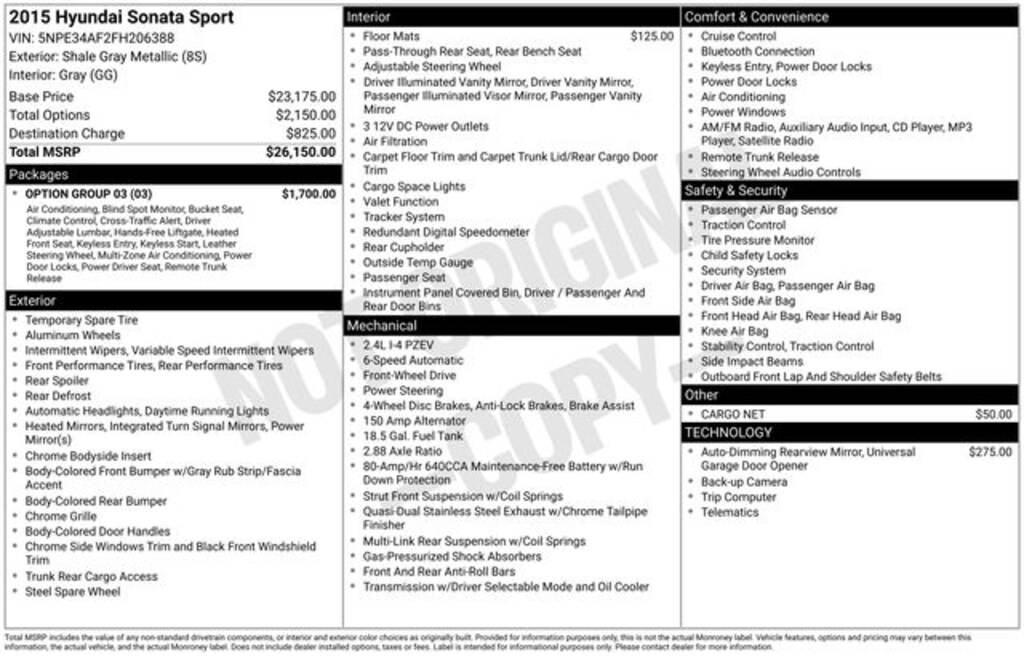 Used 2015 Hyundai Sonata Sport w/PZEV Sedan