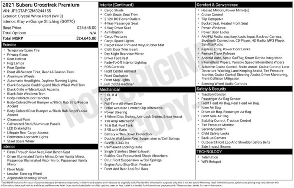 Used 2021 Subaru Crosstrek Premium SUV