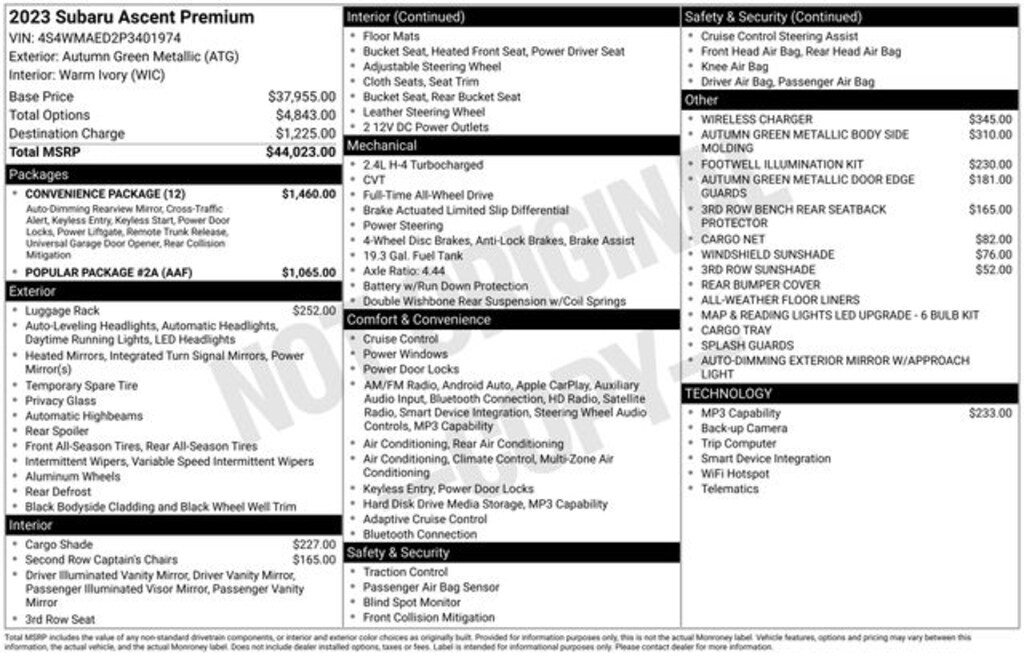 Used 2023 Subaru Ascent Premium 7-Passenger SUV