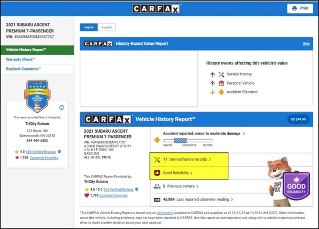 Used 2021 Subaru Ascent Premium 7-Passenger SUV