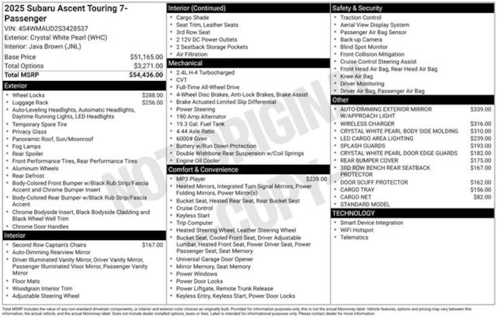 New 2025 Subaru Ascent Touring 7-Passenger SUV