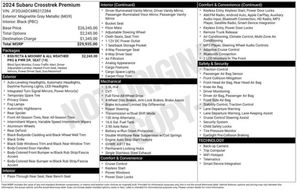 Certified 2024 Subaru Crosstrek Premium SUV