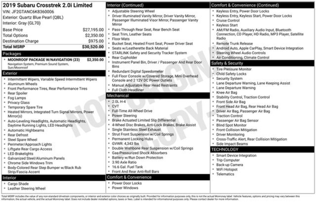 Used 2019 Subaru Crosstrek 2.0i Limited SUV