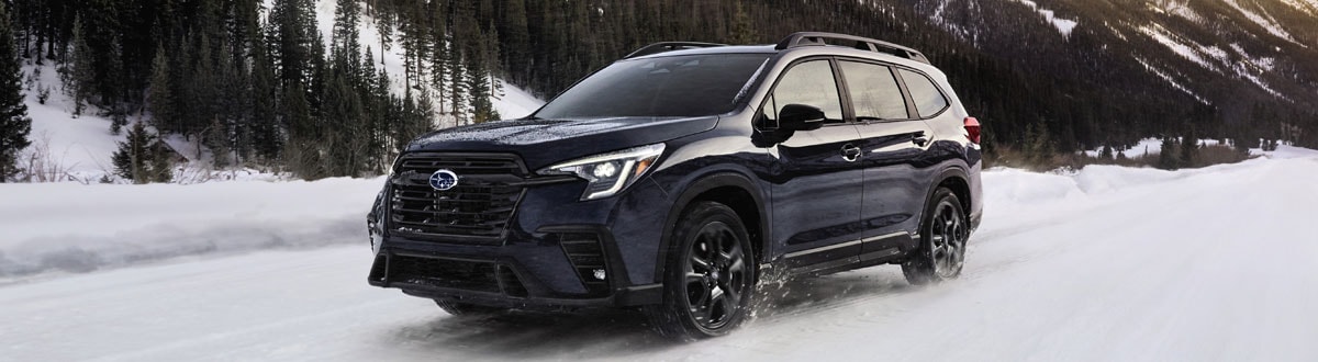 Subaru Ascent SUV Driving on a Snowy Road