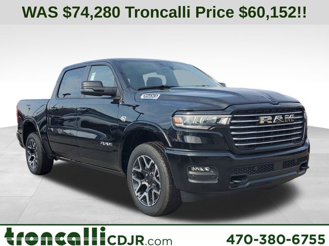 Diamond Black Crystal Pearlcoat 2026 RAM 1500 Laramie Crew Cab 4WD Pickup Truck Four-Wheel Drive 8-Speed Automatic