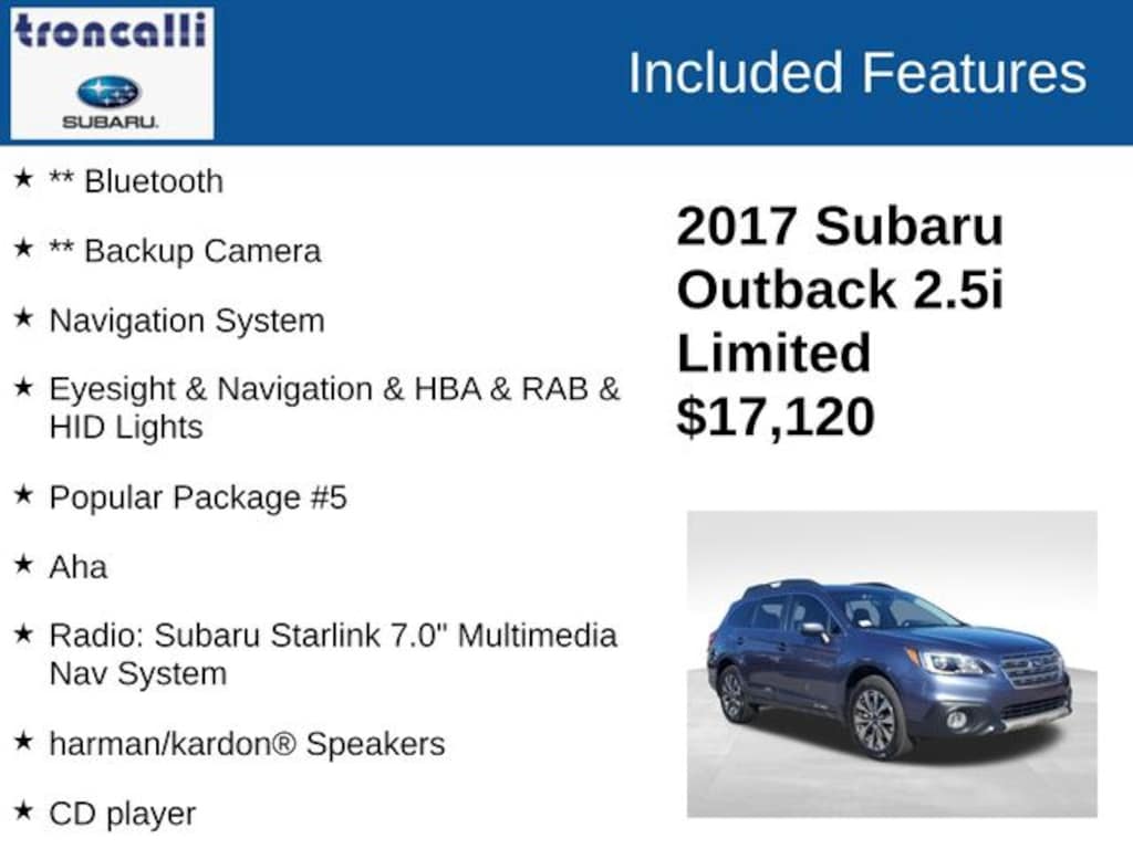 Used 2017 Subaru Outback 2.5i SUV