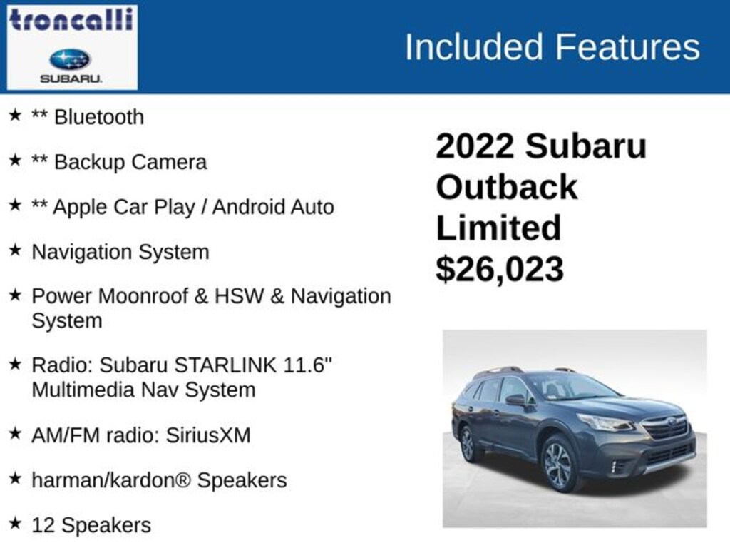 Certified 2022 Subaru Outback Limited SUV