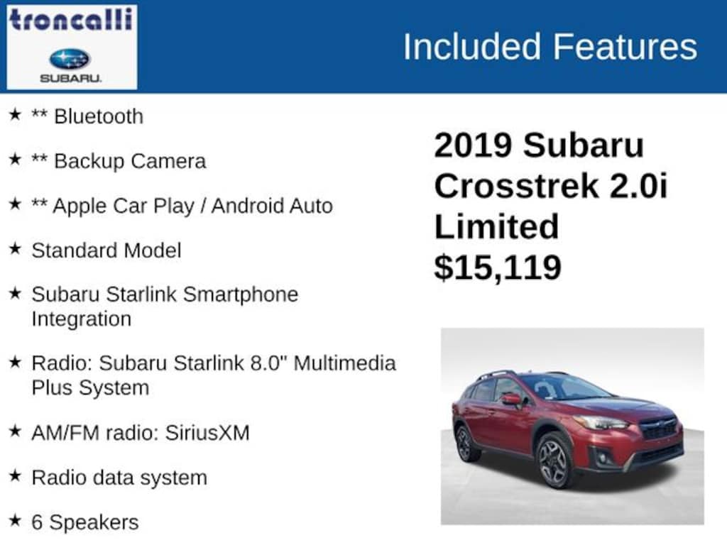 Used 2019 Subaru Crosstrek 2.0i Limited SUV