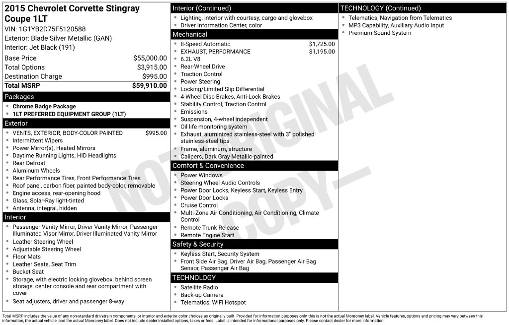 Used 2015 Chevrolet Corvette Stingray Coupe