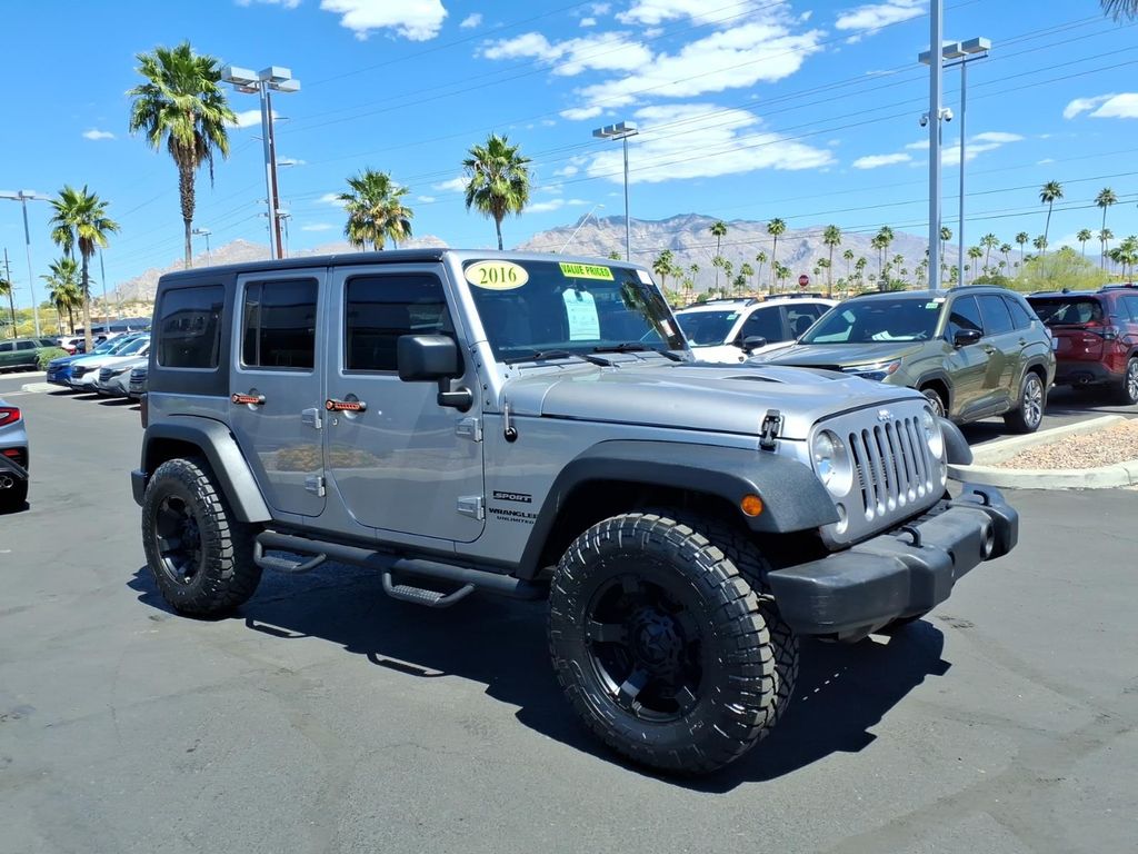 used 2016 Jeep Wrangler JK Unlimited car, priced at $16,000