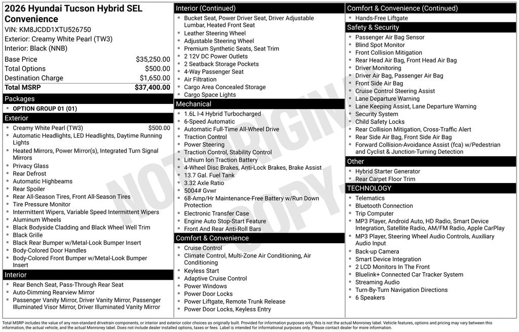 New 2026 Hyundai Tucson Hybrid SEL Convenience SUV
