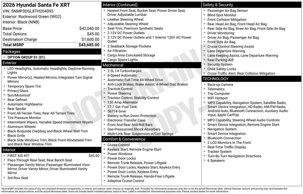 New 2026 Hyundai Santa Fe XRT AWD SUV