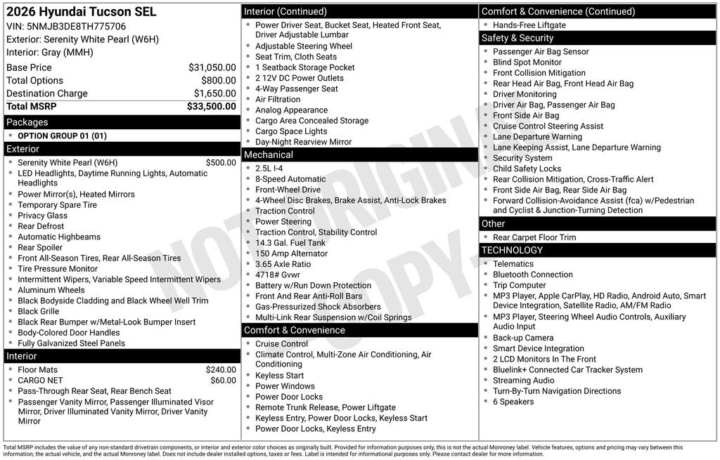 New 2026 Hyundai Tucson SEL FWD SUV