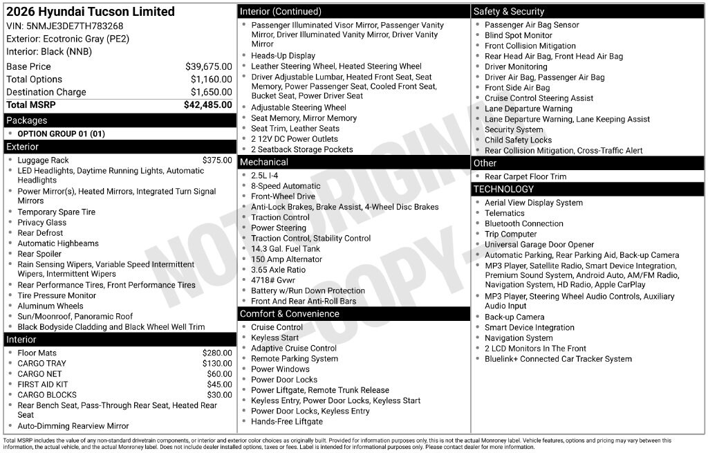 New 2026 Hyundai Tucson Limited FWD SUV