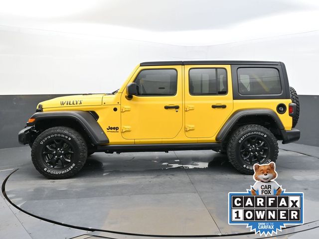 Used 2021 Jeep Wrangler Unlimited Willys with VIN 1C4HJXDG9MW696408 for sale in Lafayette, IN