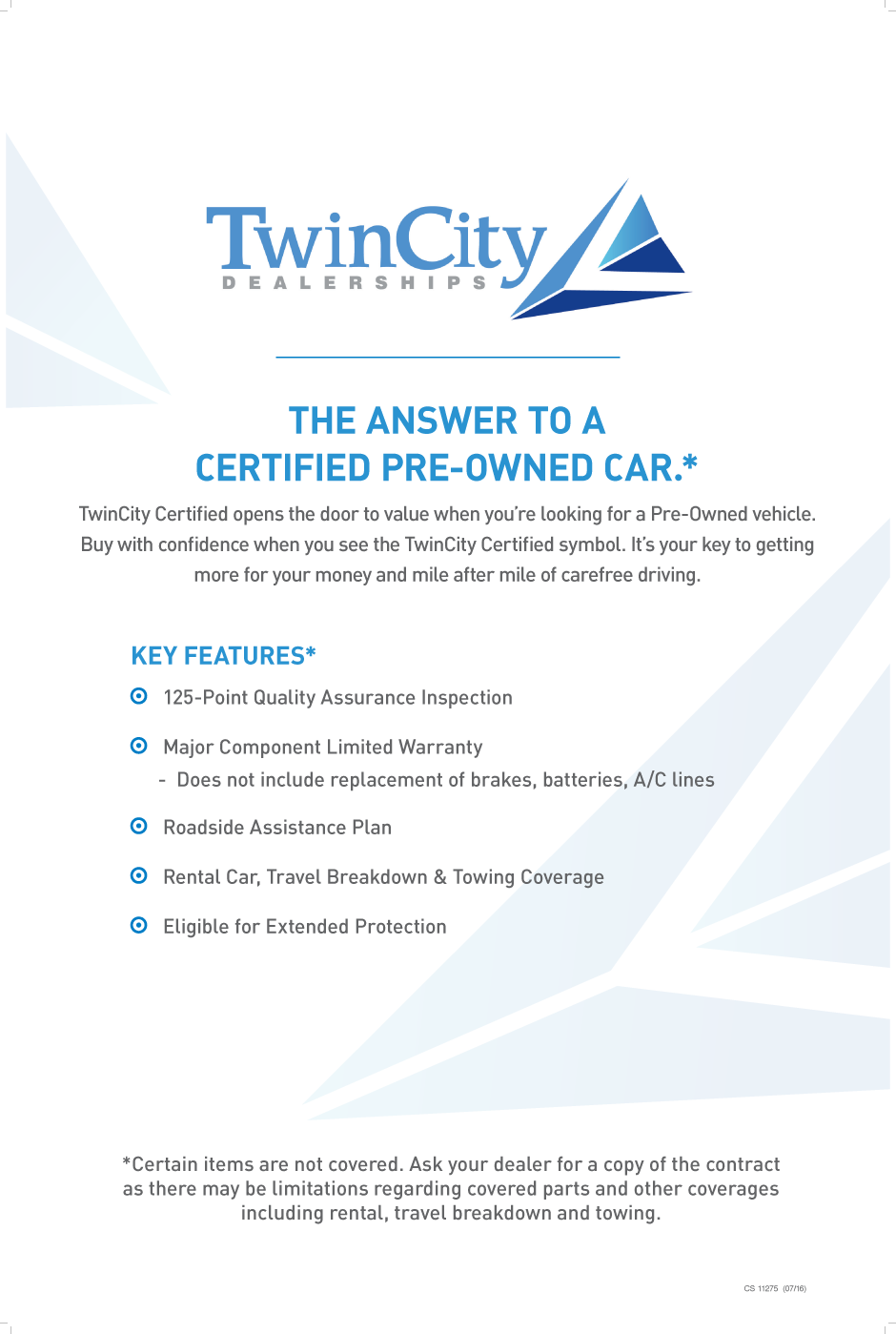 Twin City Certified Used Car warranty benefits