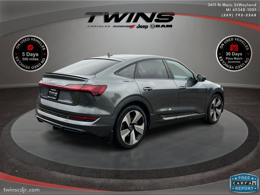Used 2021 Audi e-tron Sportback Prestige with VIN WA13AAGE2MB011877 for sale in Wayland, MI