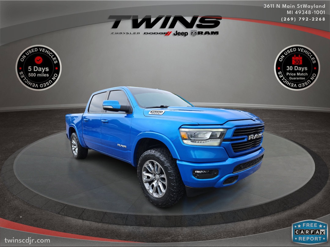 Used 2021 RAM Ram 1500 Pickup Laramie with VIN 1C6SRFJT1MN804740 for sale in Wayland, MI