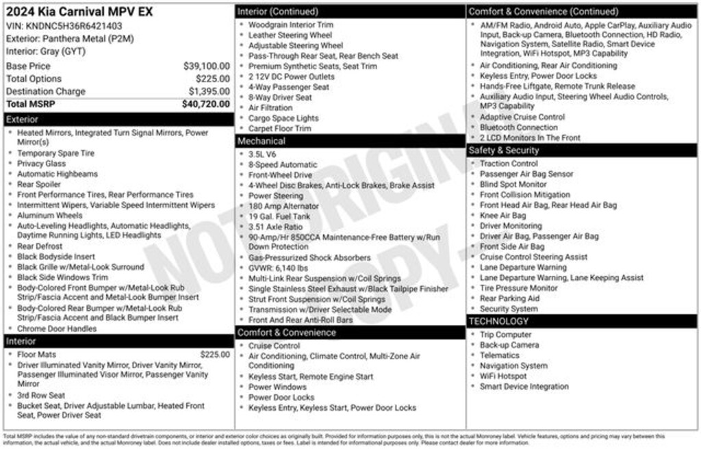 Certified 2024 Kia Carnival EX Minivan/Van