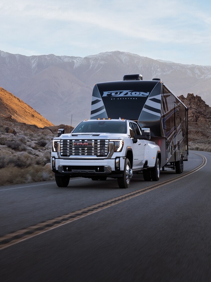 GMC Sierra 3500 towing a camper