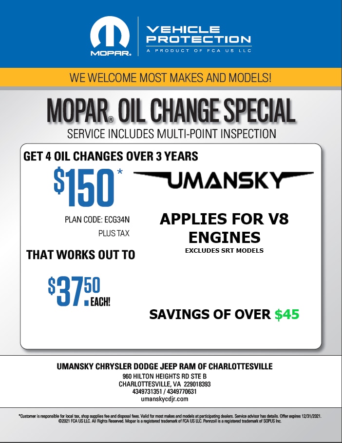 Oil Change Coupons & Service Offers Umansky Chrysler Dodge Jeep Ram