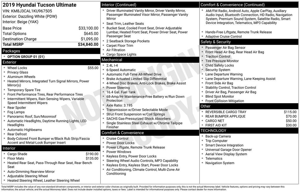 Used 2019 Hyundai Tucson Ultimate SUV