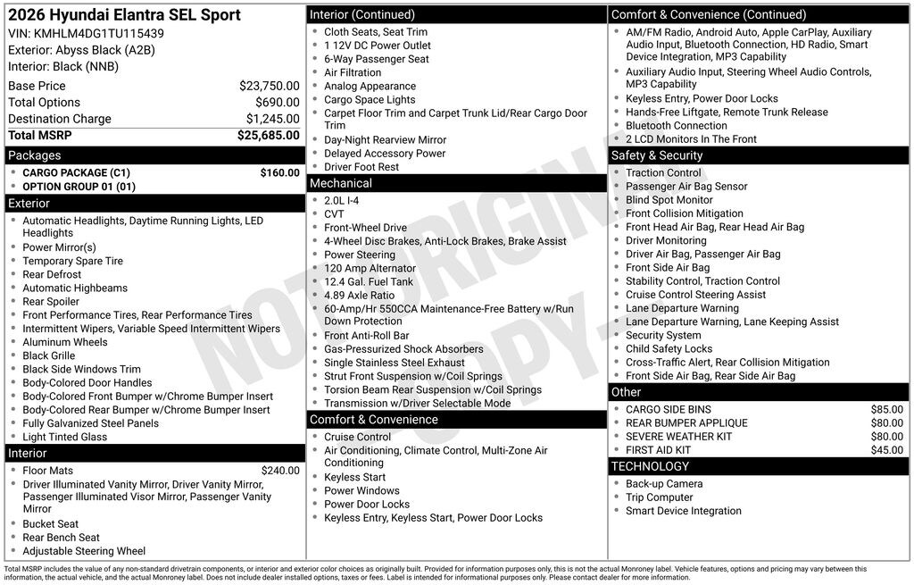 Certified 2026 Hyundai Elantra SEL Sport Sedan