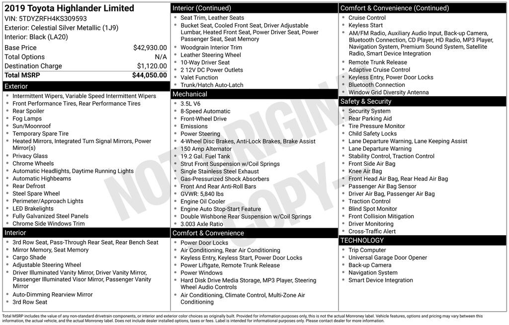 Used 2019 Toyota Highlander Limited V6 SUV